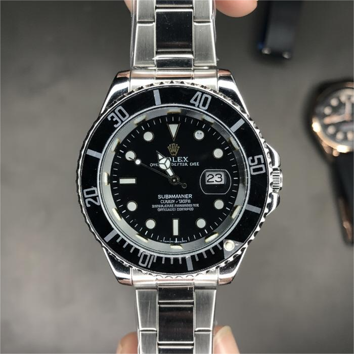 Rolex Silver Black Dial With Rotating Bezel