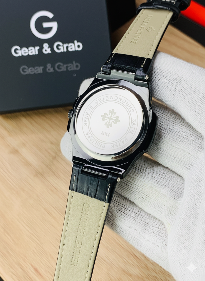 Patek Philippe Leather Strap Full Black
