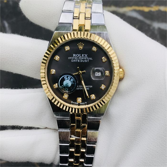 Rolex Golden Silver Black Dial