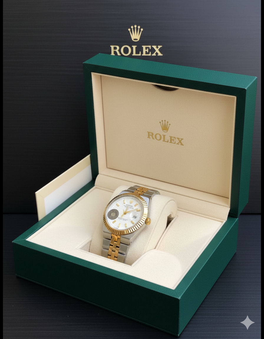 Rolex Golden Silver White Dial