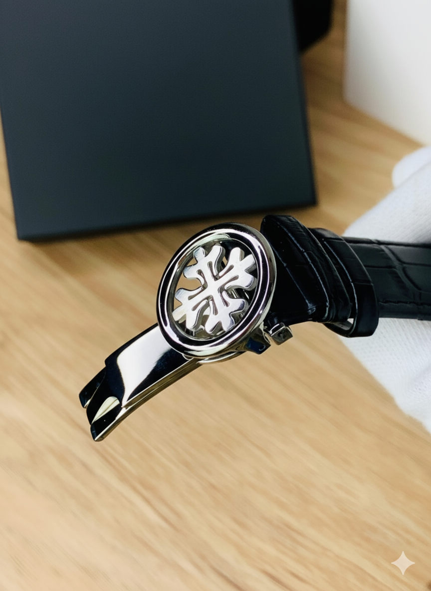 Patek Philippe Leather Strap Full Black