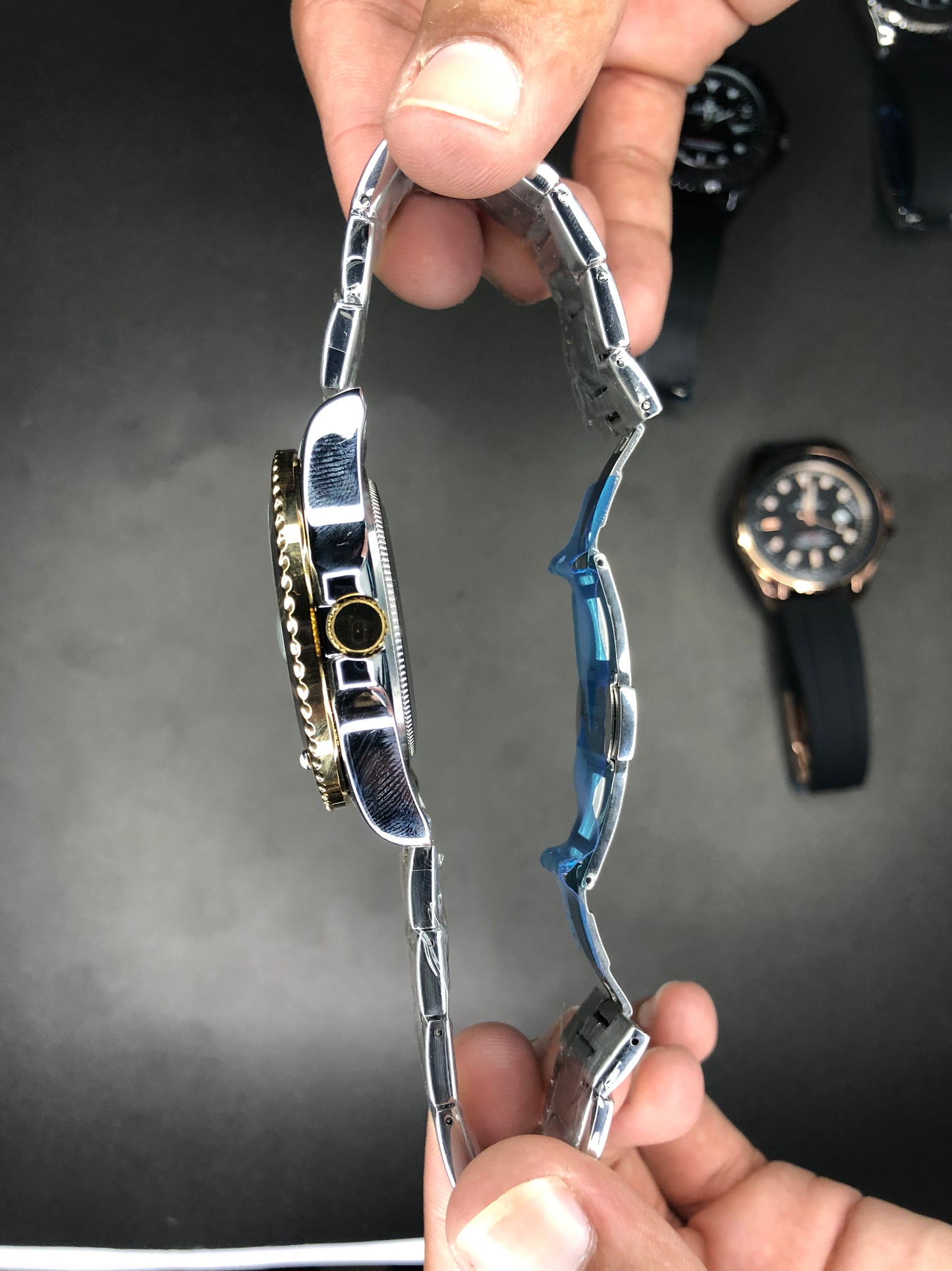 Rolex Golden Silver Black Dial With Rotating Bezel