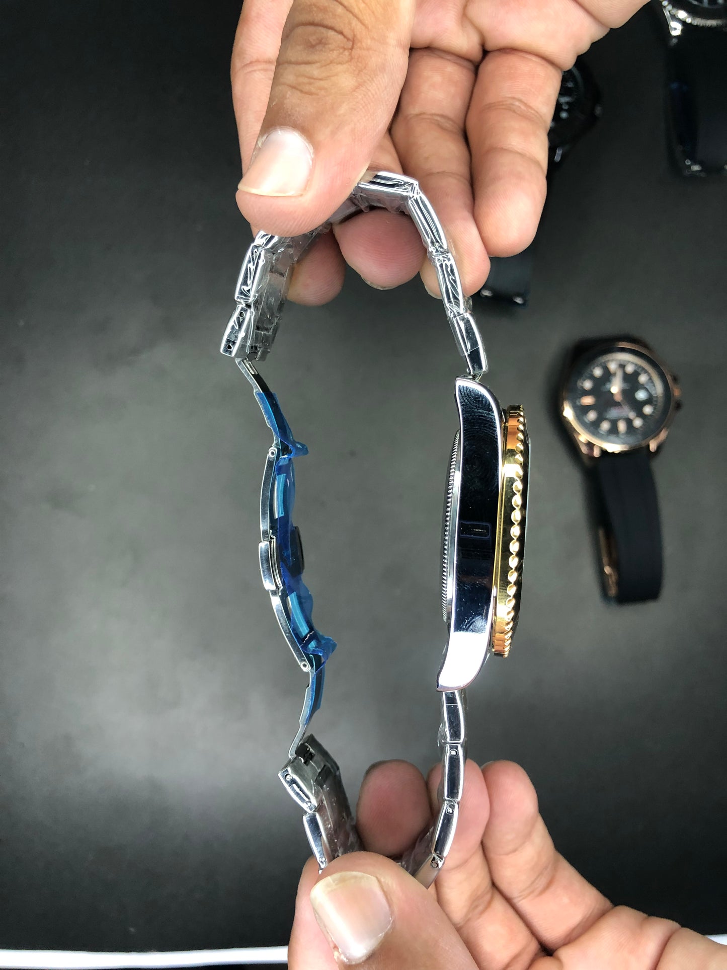 Rolex Golden Silver Black Dial With Rotating Bezel