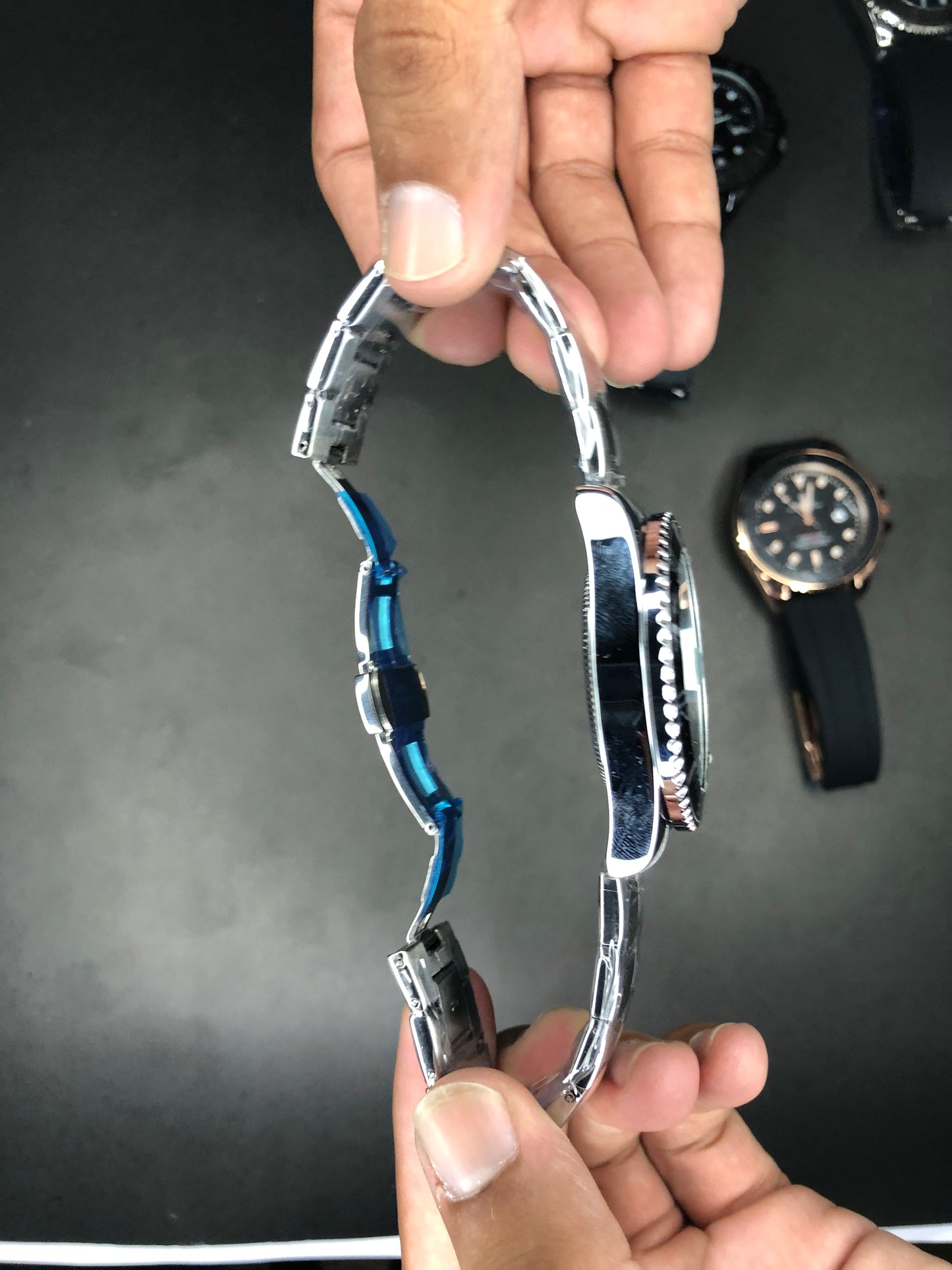 Rolex Silver Black Dial With Rotating Bezel