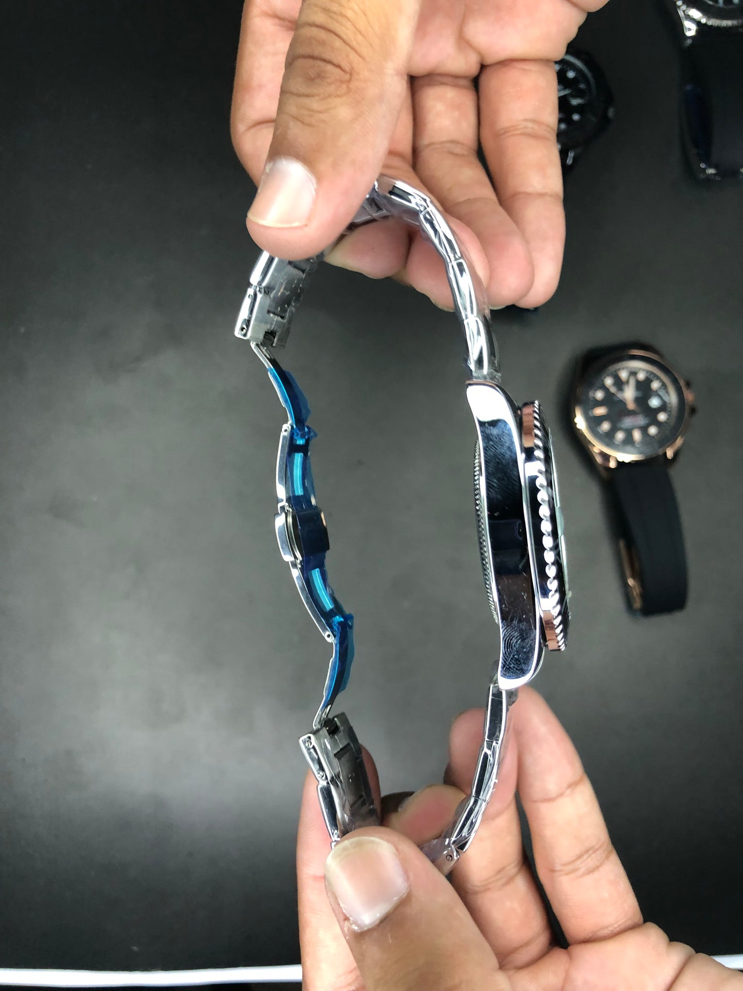 Rolex Silver Black Dial With Rotating Bezel