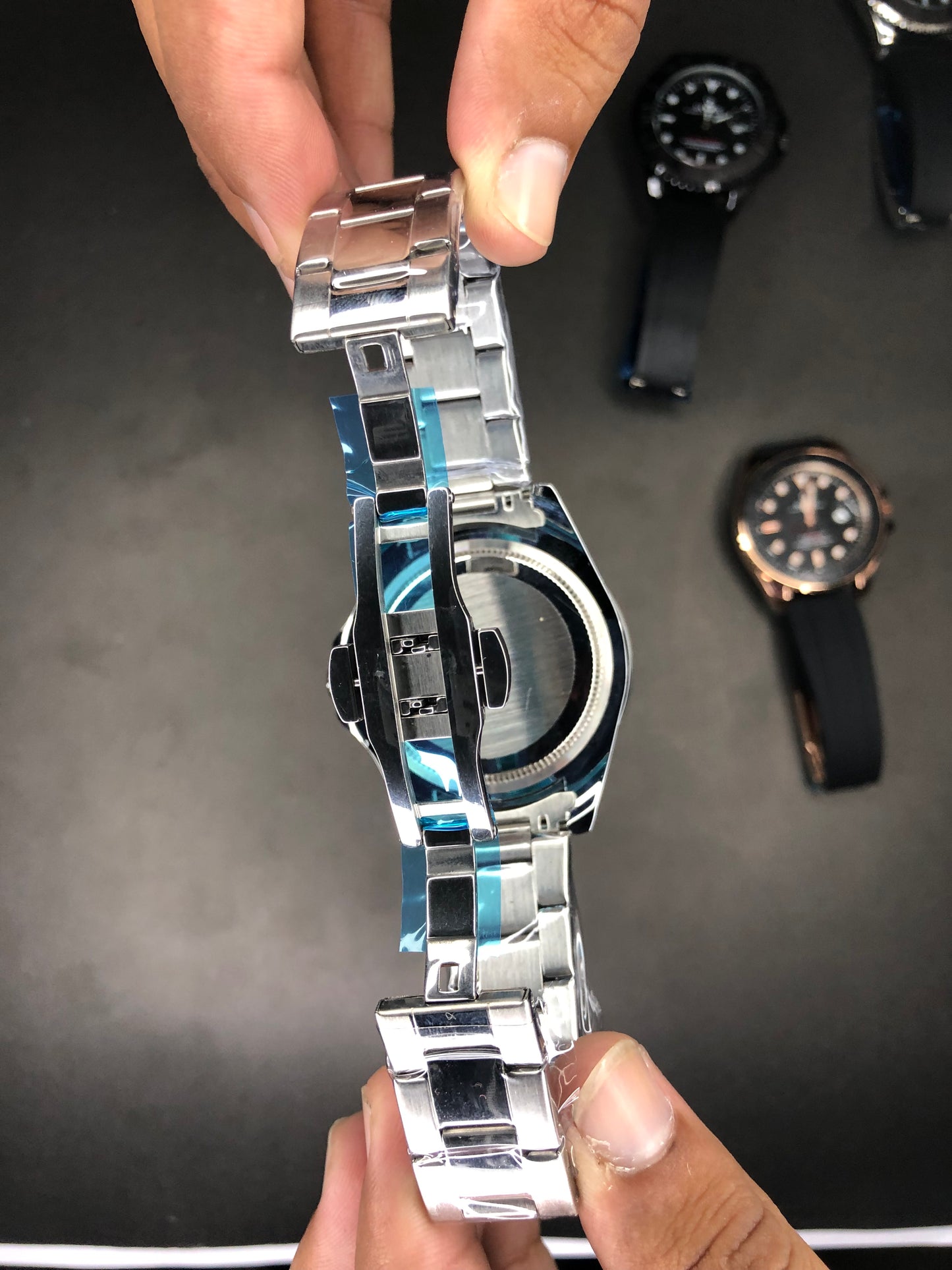 Rolex Silver Black Dial With Rotating Bezel