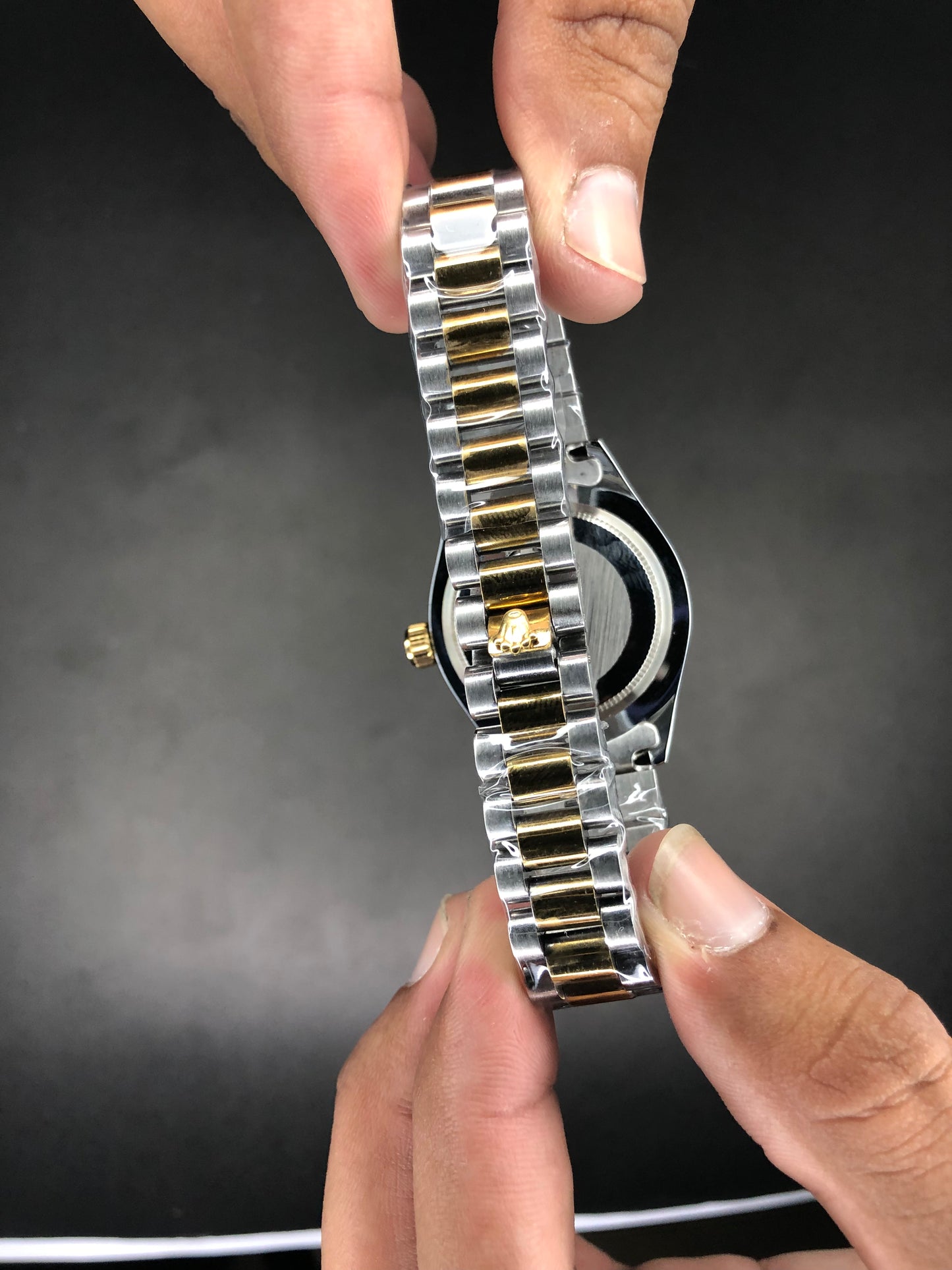 Rolex Two Tone Black Dial Ladies Watch
