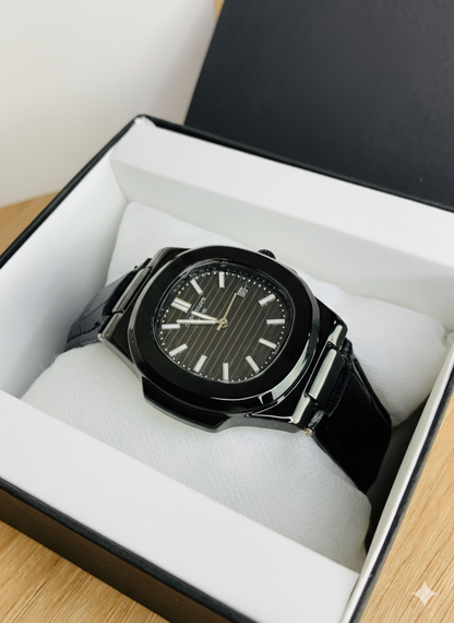 Patek Philippe Leather Strap Full Black