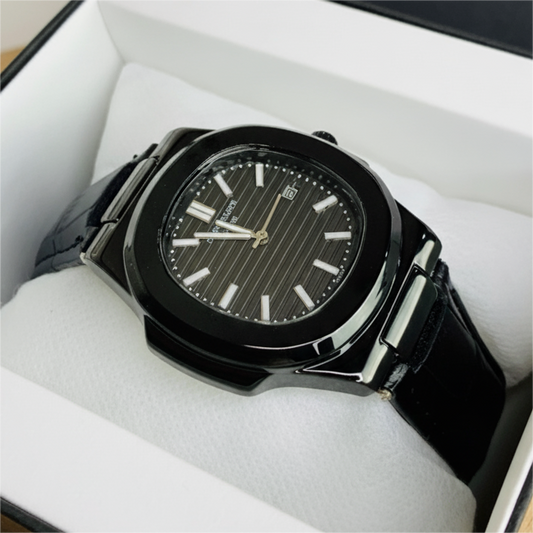 Patek Philippe Leather Strap Full Black
