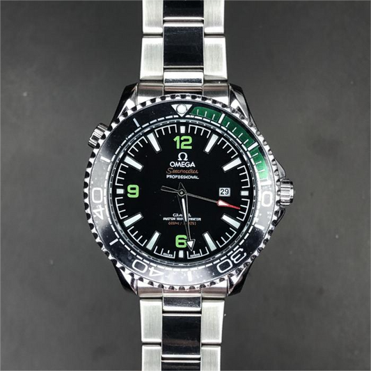 Omega Seamaster Black Green Dial with Rotating Bezel