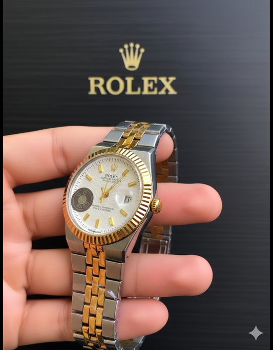 Rolex Golden Silver White Dial