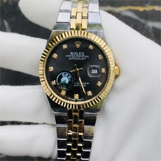 Rolex Golden Silver Black Dial
