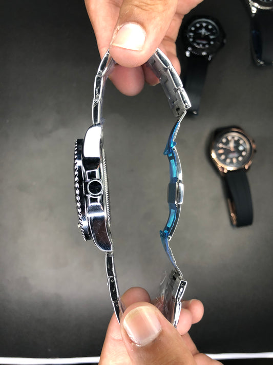 Rolex Silver Black Dial With Rotating Bezel